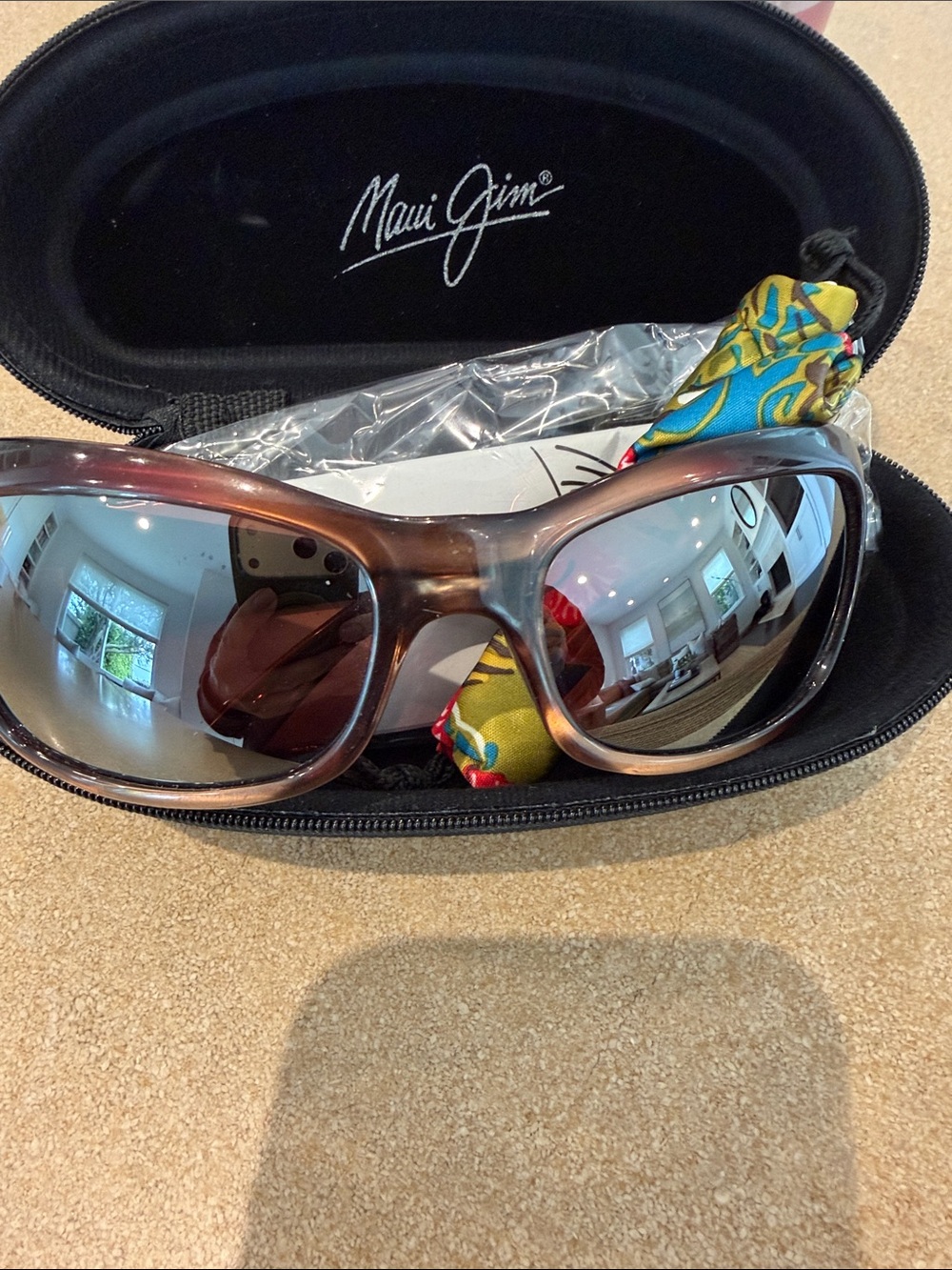 Maui Jim Brown Gradient Hibiscus Mirrored Lens Sunglasses
